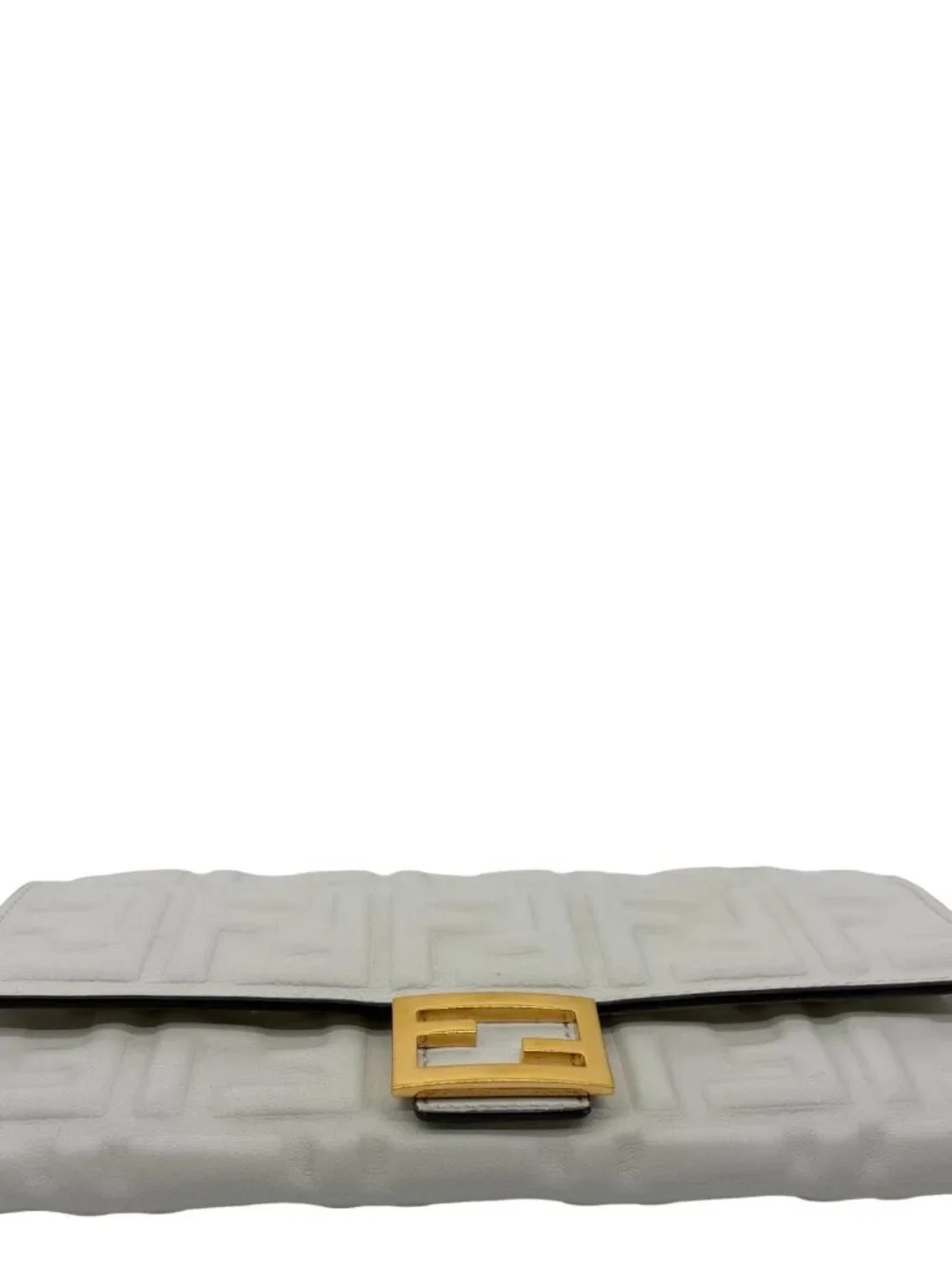 Fendi Baguette Embossed FF Nappa Leather Continental Wallet Off White